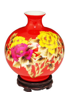 红色景德镇陶瓷器大号时尚工艺品