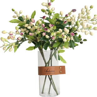 仿真绿植橄榄果红果子浆果豆枝家居客厅圣诞节装饰花假花摆件摆设