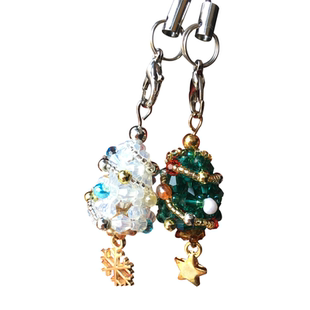 diy水晶串珠玩具材料包手工编织圣诞树挂件日本米珠情侣视频教程