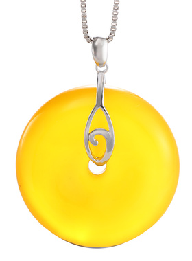 diy925纯银镶嵌翡翠配件平安扣