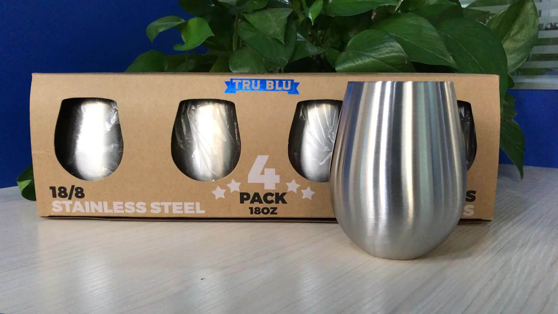 18/8 Stainless Steel Stemless Wine Cups (set Of 4) Black And White Wine