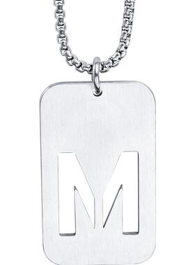 英文姓氏字母项链男士女ins方牌