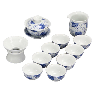 陶瓷杯薄胎盖碗茶海青花瓷套装白瓷功夫家用办公室茶具礼品