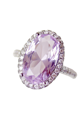 欧美超大长椭圆形奢华紫钻锆石