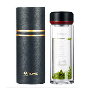 tomic特美刻玻璃杯茶水分离办公家用双层透明男士防烫泡茶杯纯钛