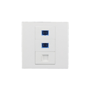 86型1个电话2个光纤插座组合式面板 宽带语音信息墙壁插座 含模块