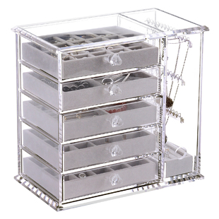高度加厚亚克力收拾珠宝首饰收纳盒简约耳环耳钉发卡多层百宝箱