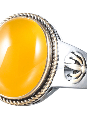 南红925银绿松石琥珀戒指空托