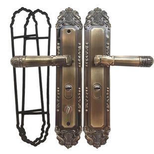 罗普斯金门锁双开大门锁 铝合金执手锁古铜拉手防盗门锁锁芯配件