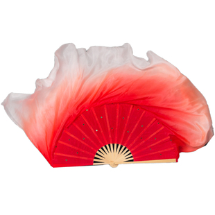 九儿真丝扇子胶州秧歌扇双面扇舞蹈扇红色渐变跳舞扇古典广场舞扇