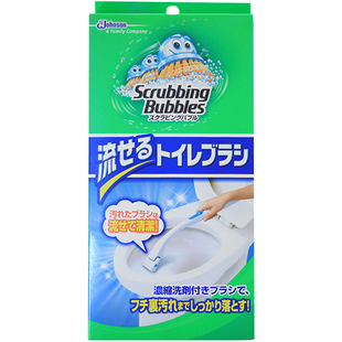 日本JOHNSON庄臣一次性马桶刷厕所含浓缩清洁剂无死角替换刷头