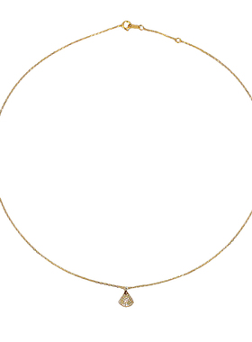 小扇子森系锆石银镀金少女风项链