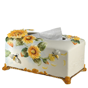 方亚欧式太阳花陶瓷客厅纸巾盒餐巾盒抽纸盒摆件饰品餐桌摆件