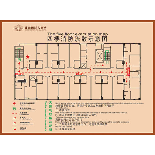 消防逃生安全示意图代画设计 CDR图纸代画 紧急疏散路线平面图