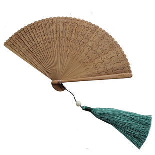 己亥年夏  禅意文化礼物古风镂空全竹扇子国风流苏折扇 定制刻字