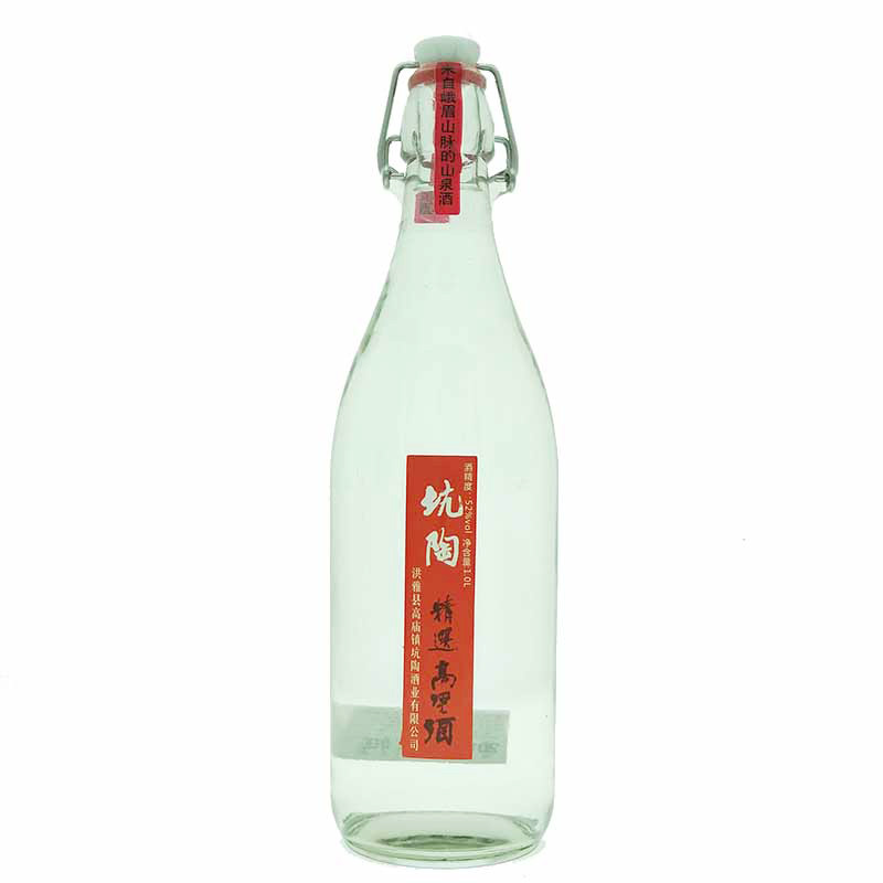 四川高庙白酒坑陶2斤52度玻璃瓶纯高粱粮食固态法清香型高度白酒
