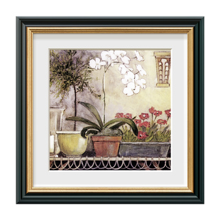 三千年美式田园田字四联组合走廊过道餐厅挂画装饰画珍妮花园0693