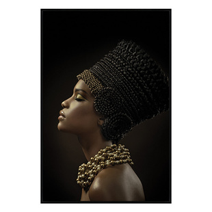 黑人美女客厅玄关挂画个性油画布沙发背景墙大尺寸壁画人物装饰画