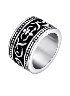 复古童军花钛钢戒指男士嘻哈潮人