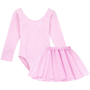 儿童舞蹈服女童长袖练功服春秋芭蕾舞裙女孩粉色中国舞服考级服装