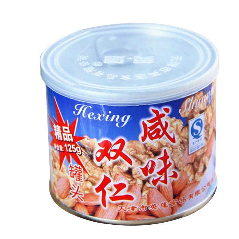125克*4包郵天津英蓬友誼牌核桃仁罐頭雙仁罐頭咸味即食堅(jiān)果戶外