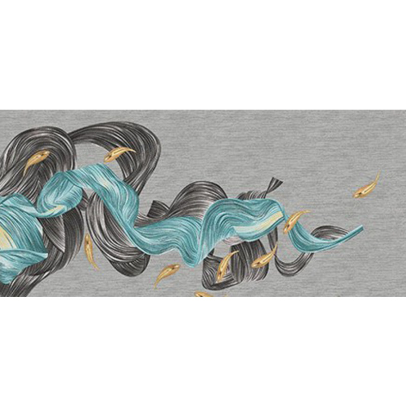 独绣新款九鱼图电视浅蓝色背景墙