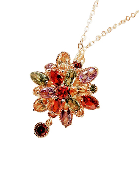 彩色花朵个性甜美防过敏项链耳饰