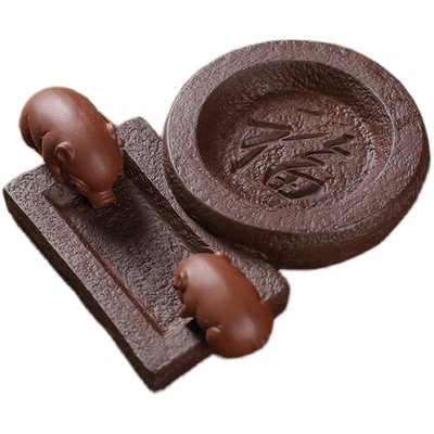 宇轩紫砂茶宠小猪喝水迷你招财