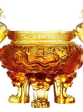 古法琉璃三足鼎盛龙开业办公室