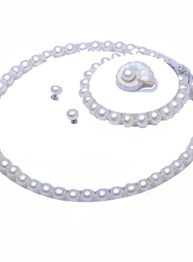 天然真珍珠强光耳钉送妈妈手链