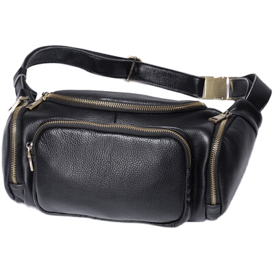 多功能真皮机车复古胸包牛皮腰包