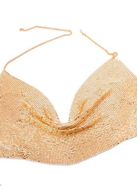 三角金属片链接挂脖身体装饰胸链