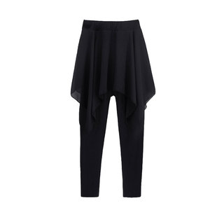 儿童舞蹈服裤练功服女童长裤紧身健美裤春季带裙摆跳舞打底裙裤子