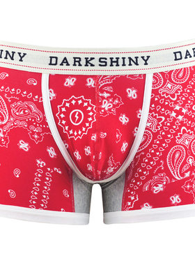 时尚碎花红色条纹男士平角内裤