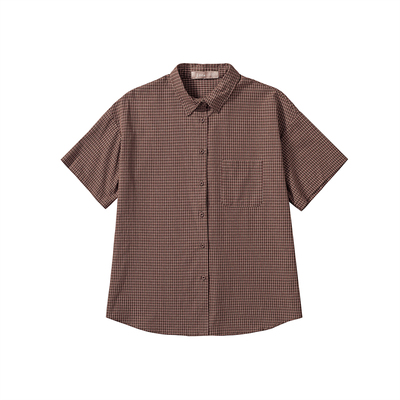 原创设计风复古学院日系格子衬衫