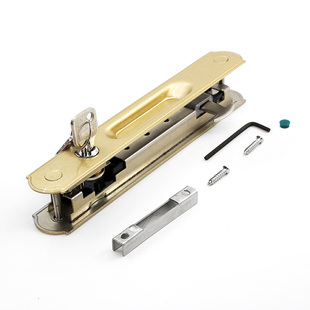 90型铝合金门窗钩锁老式推拉门铜锁芯双面锁移门锁扣不锈钢条形锁