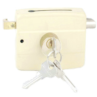 门锁三舌保险117-A型老式木门 铁门黄色方形通用型保险换锁带钥匙