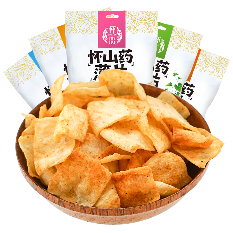 怀恋山药脆片好吃的薯片零食小吃特产膨化食品锅巴山药60g*4大包