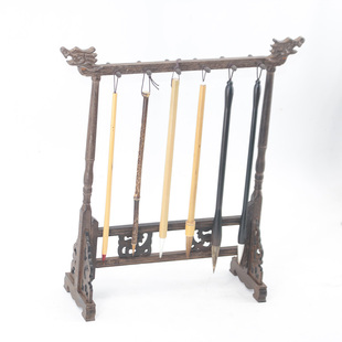 文房四宝笔挂红木多功能龙头笔搁大小号鸡翅木毛笔架包邮