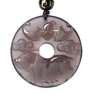 喜猪向禄余黑曜石生肖吊坠玉猪猪型猪形饰品男女