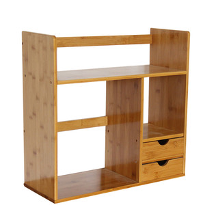 楠竹两层桌面小书架置物架实木简易书柜桌上书架小书架包邮