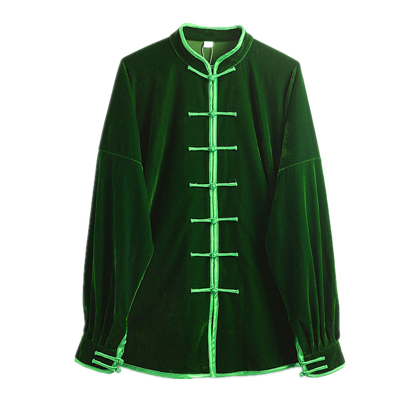 新款冬季金丝绒太极服男女中长款加厚保暖太极拳练功服武术表演服