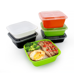 一次性快餐盒美式750ml正方形打包盒650ml带盖塑料外卖拌饭盖浇饭