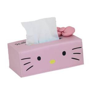 包邮创意卡通Kitty猫咪皮革大纸巾盒纸抽盒创意家居客厅卧室用