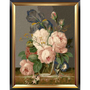 画画diy数字油画花卉填充填色手工绘画手绘油彩治愈水彩丙烯涂色