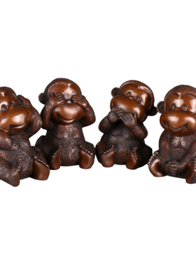 紫铜四不猴工艺品摆件