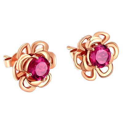 莉萨珠宝天然红碧玺玫瑰金红色女