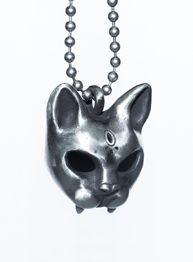 白木黑冰原创纯银百搭小猫头吊坠