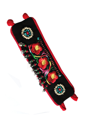 民族风刺绣铃铛遮伤疤棉麻手链