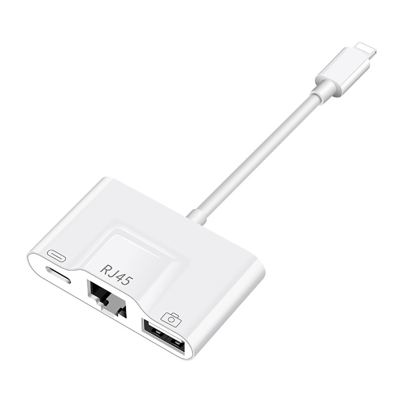 手机网线转换器适用苹果lighting转接头iphone8/x有线网卡以太网
